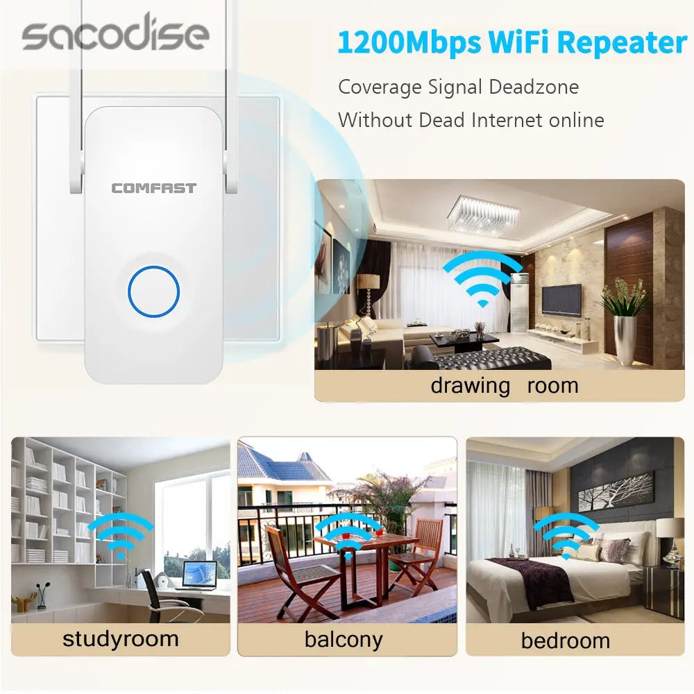 1200Mbps Extender Antenna Router Booster WiFi Extender Repeater Teal Simba