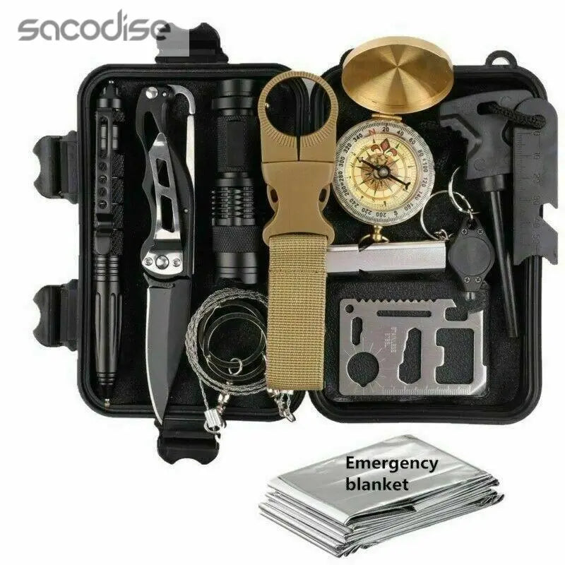 14 in 1 Outdoor Emergency Survival And Safety Gear Kit Camping Salmon Lucky
