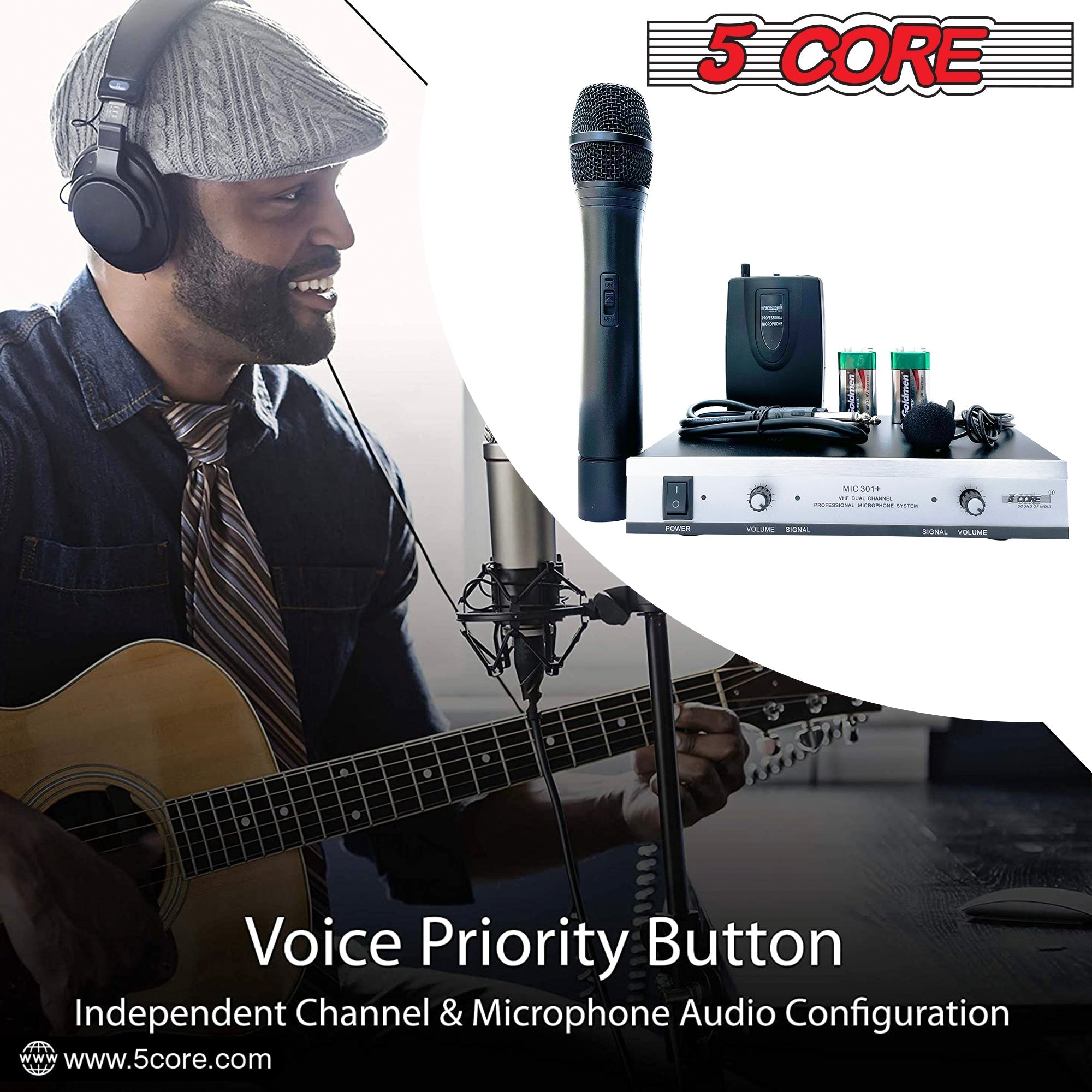 5Core Wireless Microphones w 1 VHF Dynamic Unidirectional Handheld Violet Rose