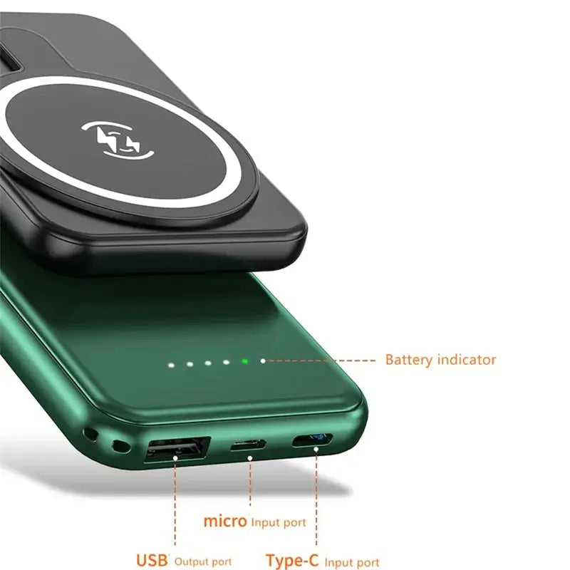 5000mAh Magnetic Wireless Power Bank Phone Charger For iphone 13 12 13Pro 12Pro Max sacodise.com