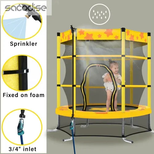 55 Inch Kids Trampoline with Safety Enclosure Net Outdoor Trampoline Teal Simba