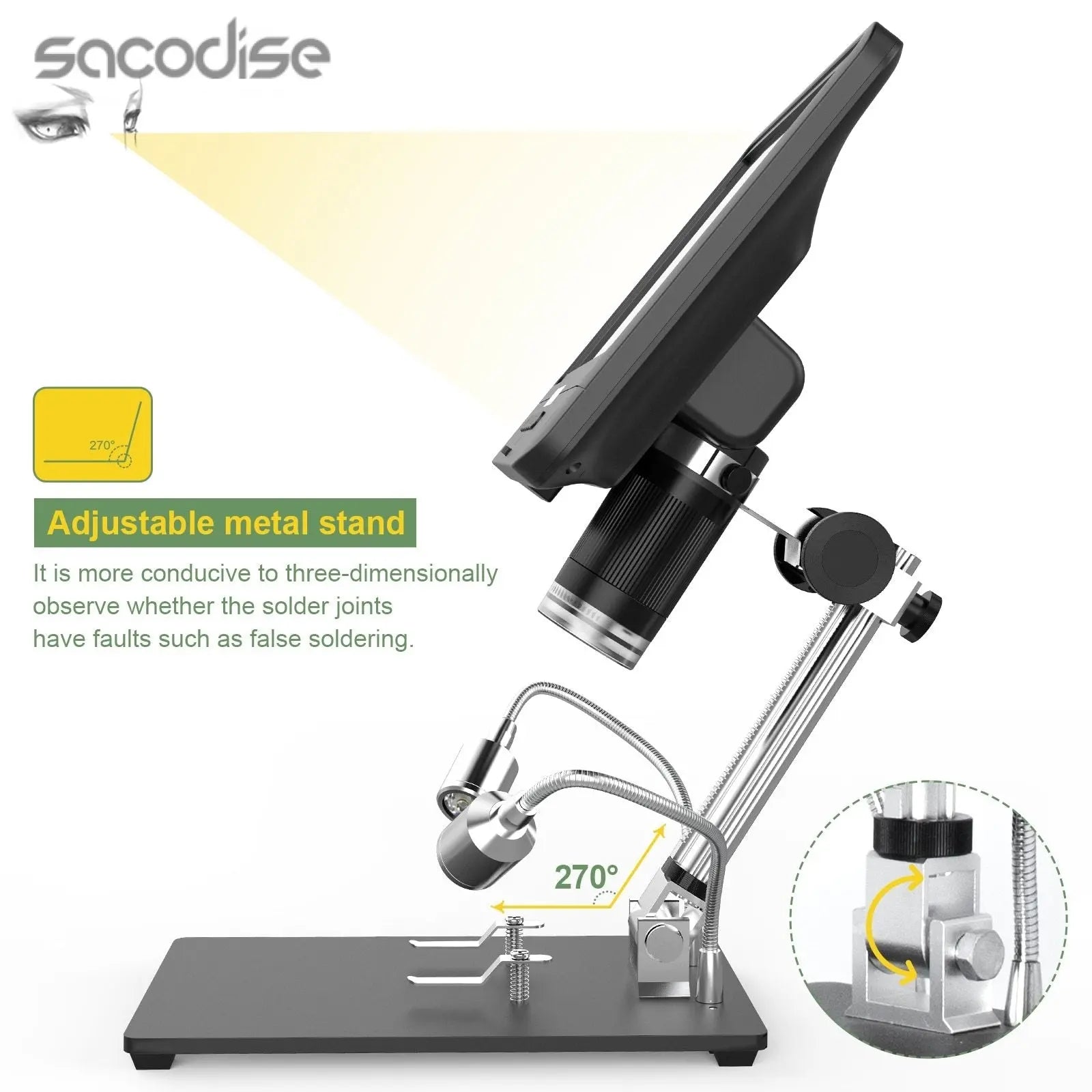 Andonstar AD208S 8.5 Inch LCD 5X-1200X Digital Microscope 1280*800 Yellow Angel