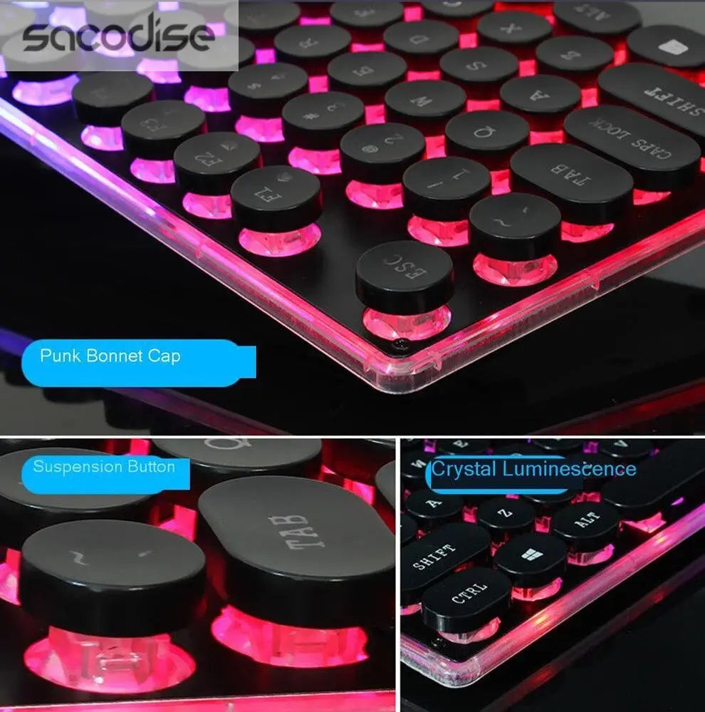 Dragon LED Backlight Gaming USB Wired Keyboard Mouse Set Yellow Pandora