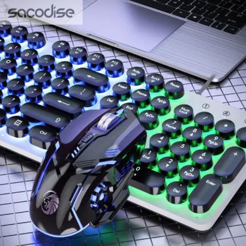 Dragon LED Backlight Gaming USB Wired Keyboard Mouse Set Yellow Pandora