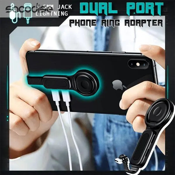 Dual Port Phone Ring Holder Adapter for Lightning Jack Adapter Teal Simba