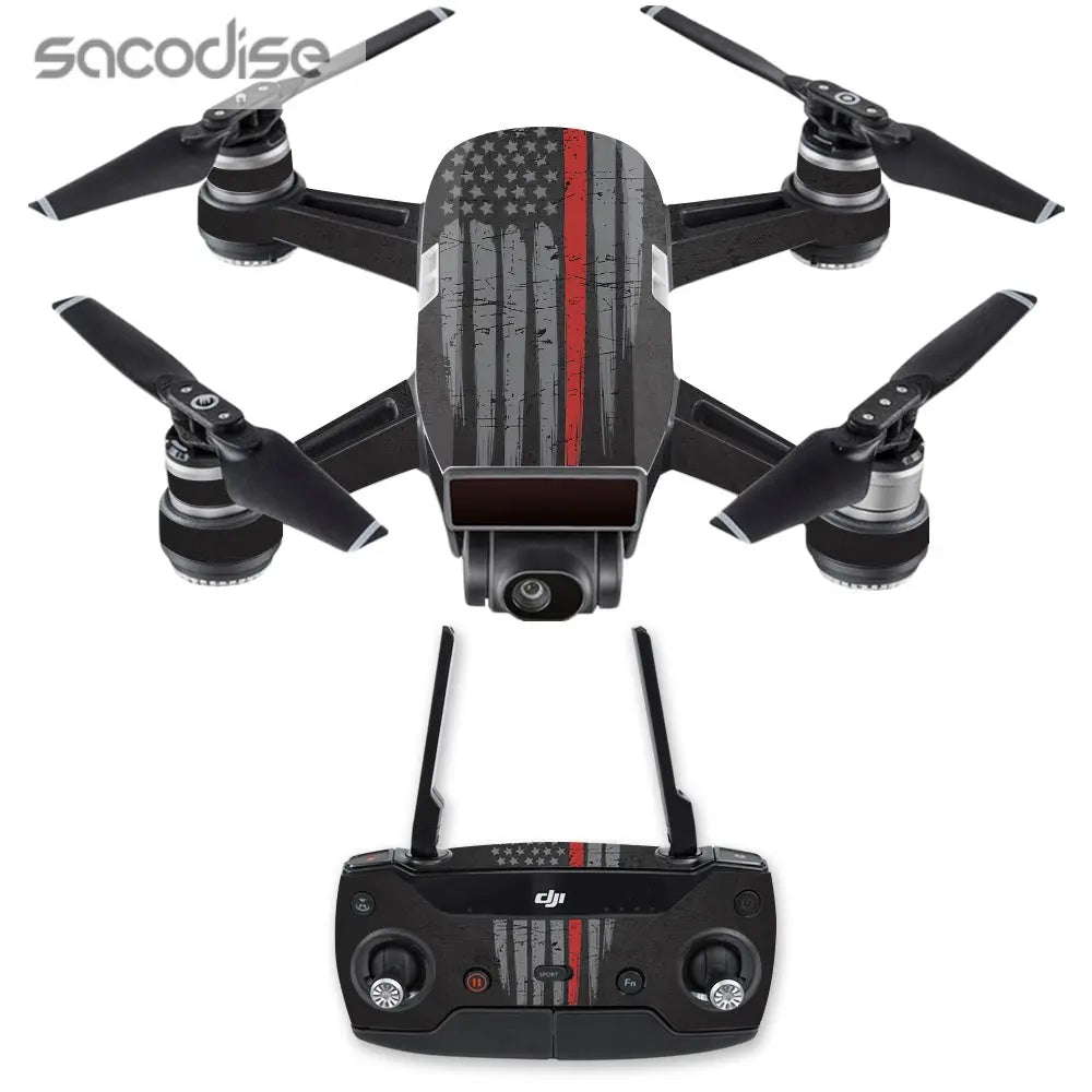 MightySkins DJSPCMB-Thin Red Line Skin Decal for DJI Spark Mini Drone Rose Chloe