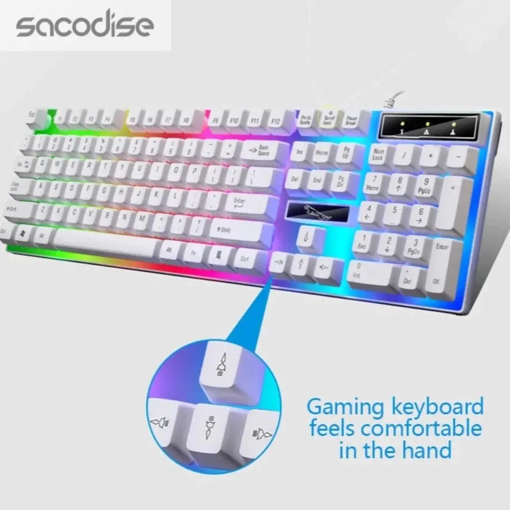 Ninja Dragons White Knight Gaming Keyboard and Mouse Set Yellow Pandora