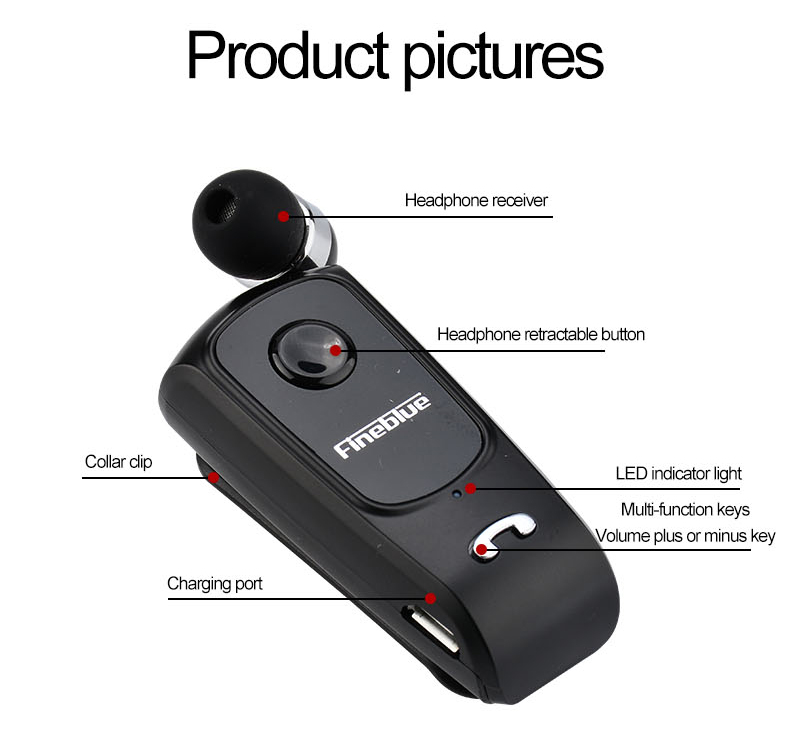 Wear Clip Wireless CSR Bluetooth Handsfree Headset for Driving Lilac Milo