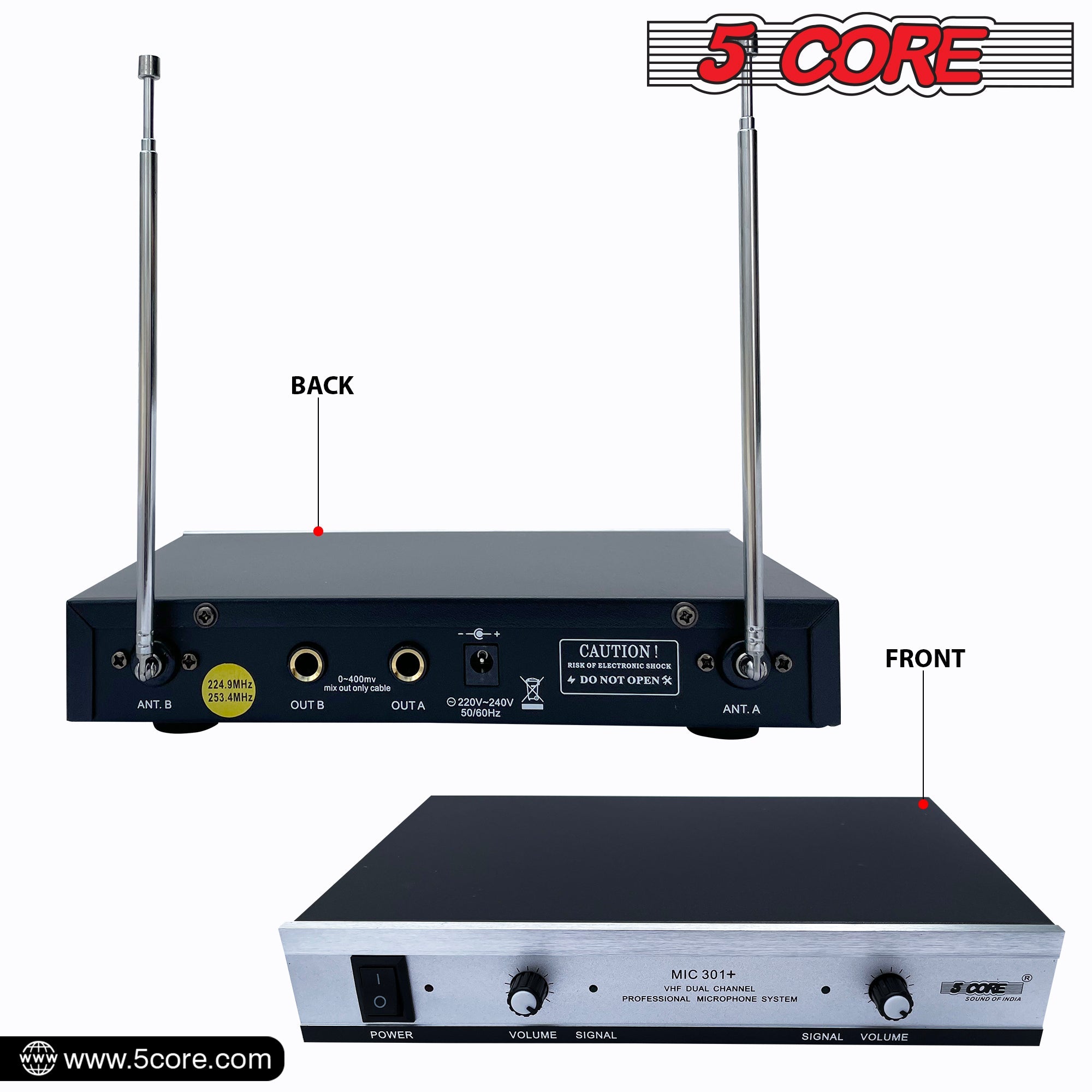 5Core Wireless Microphones w 1 VHF Dynamic Unidirectional Handheld Violet Rose