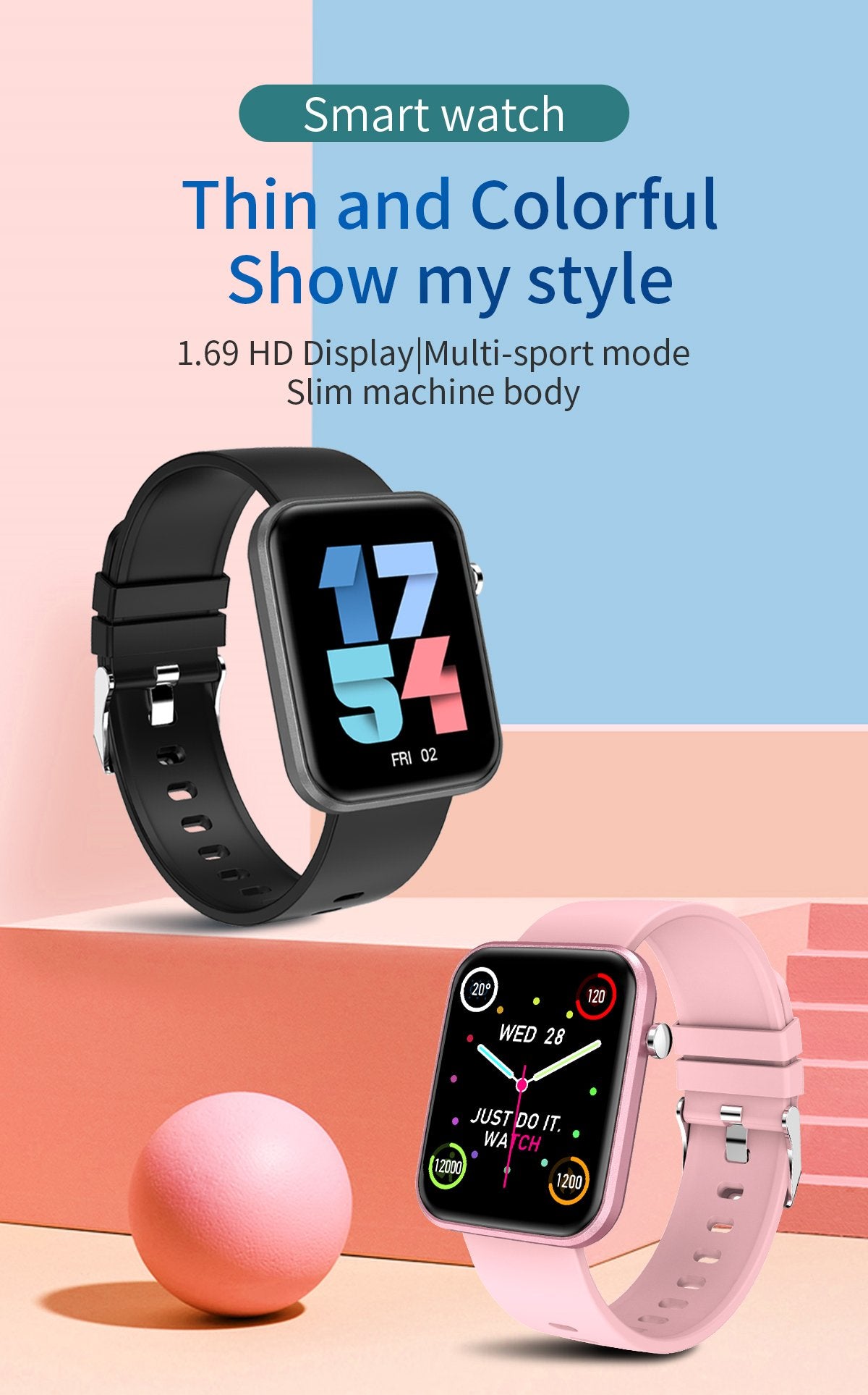 Advanced Smartwatch With Three Bands And Wellness + Activity Tracker Salmon Lucky