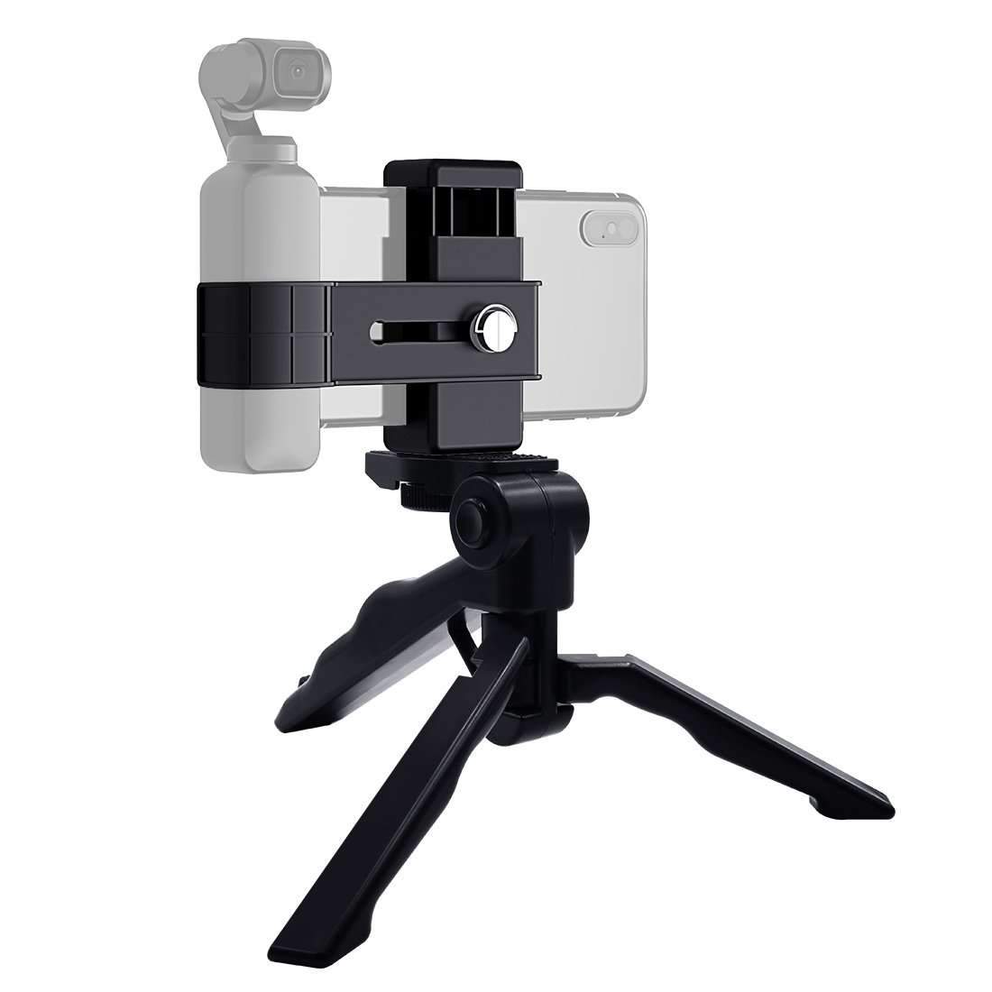 AMZER Foldable Tripod With Smartphone Fixing Clamp 1/4 inch Holder Silver Millie