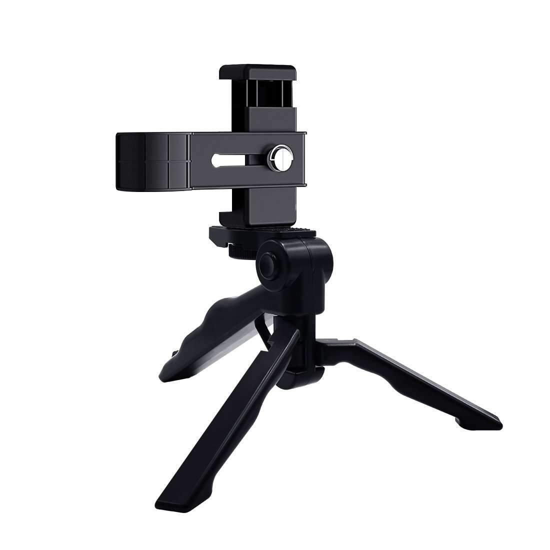 AMZER Foldable Tripod With Smartphone Fixing Clamp 1/4 inch Holder Silver Millie