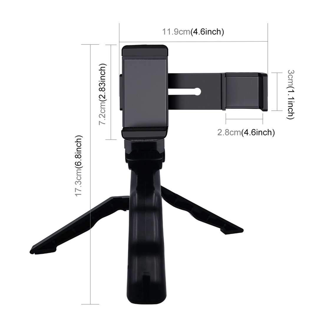 AMZER Foldable Tripod With Smartphone Fixing Clamp 1/4 inch Holder Silver Millie