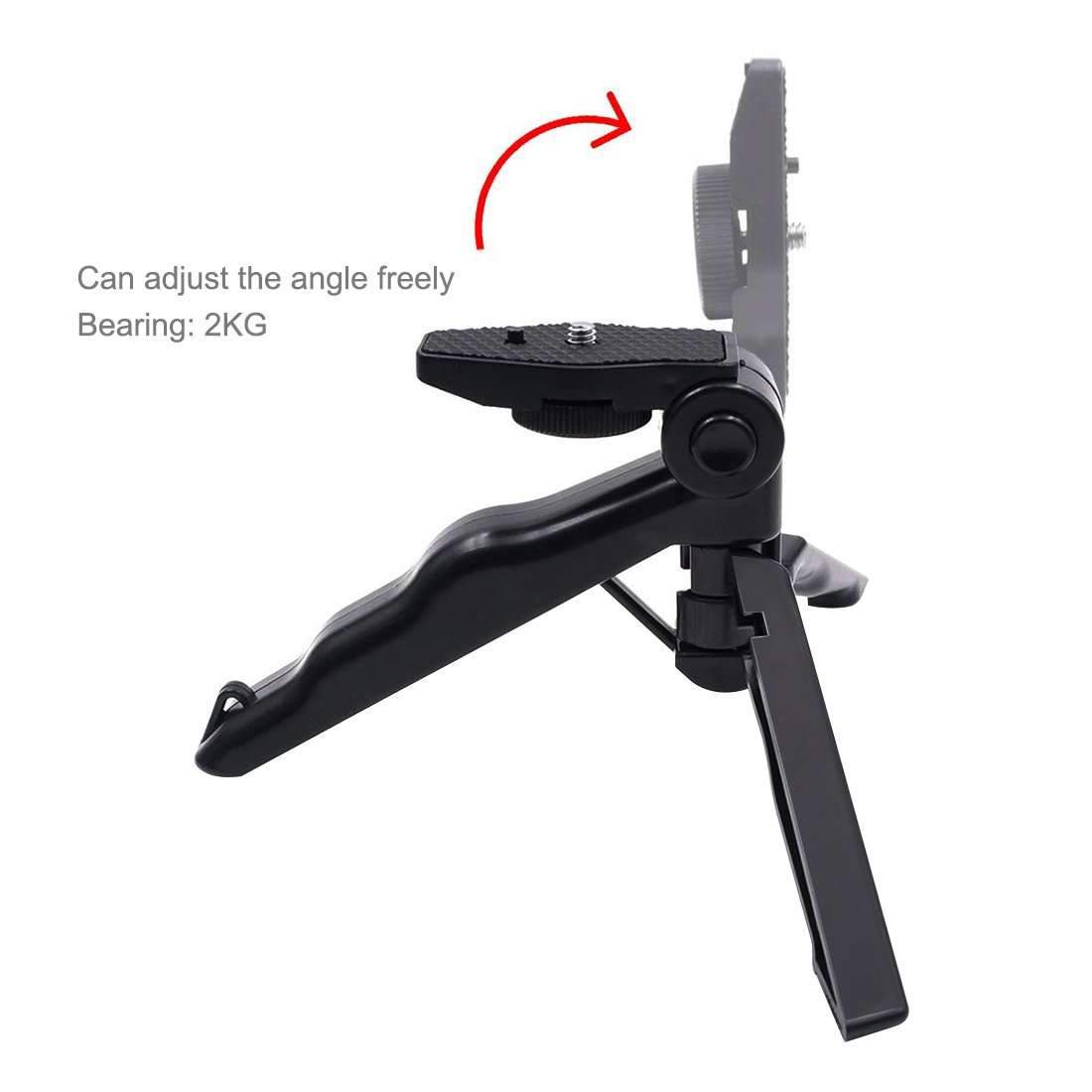 AMZER Foldable Tripod With Smartphone Fixing Clamp 1/4 inch Holder Silver Millie