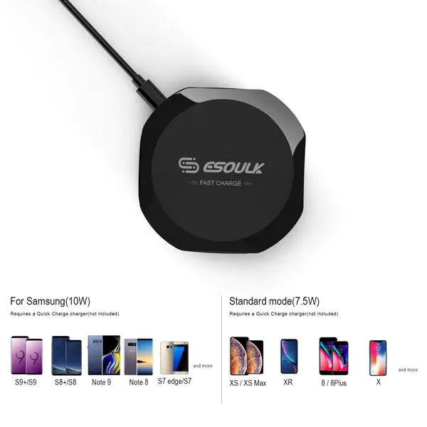 Esoulk QI Certified 10W Wireless Charging Fast Charger Pad sacodise.com