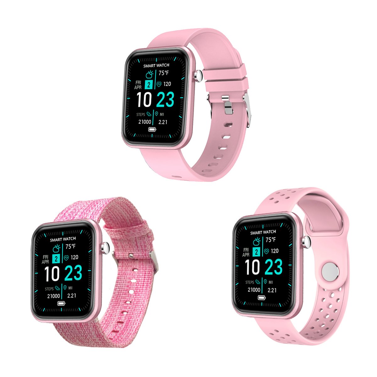 Advanced Smartwatch With Three Bands And Wellness + Activity Tracker Salmon Lucky