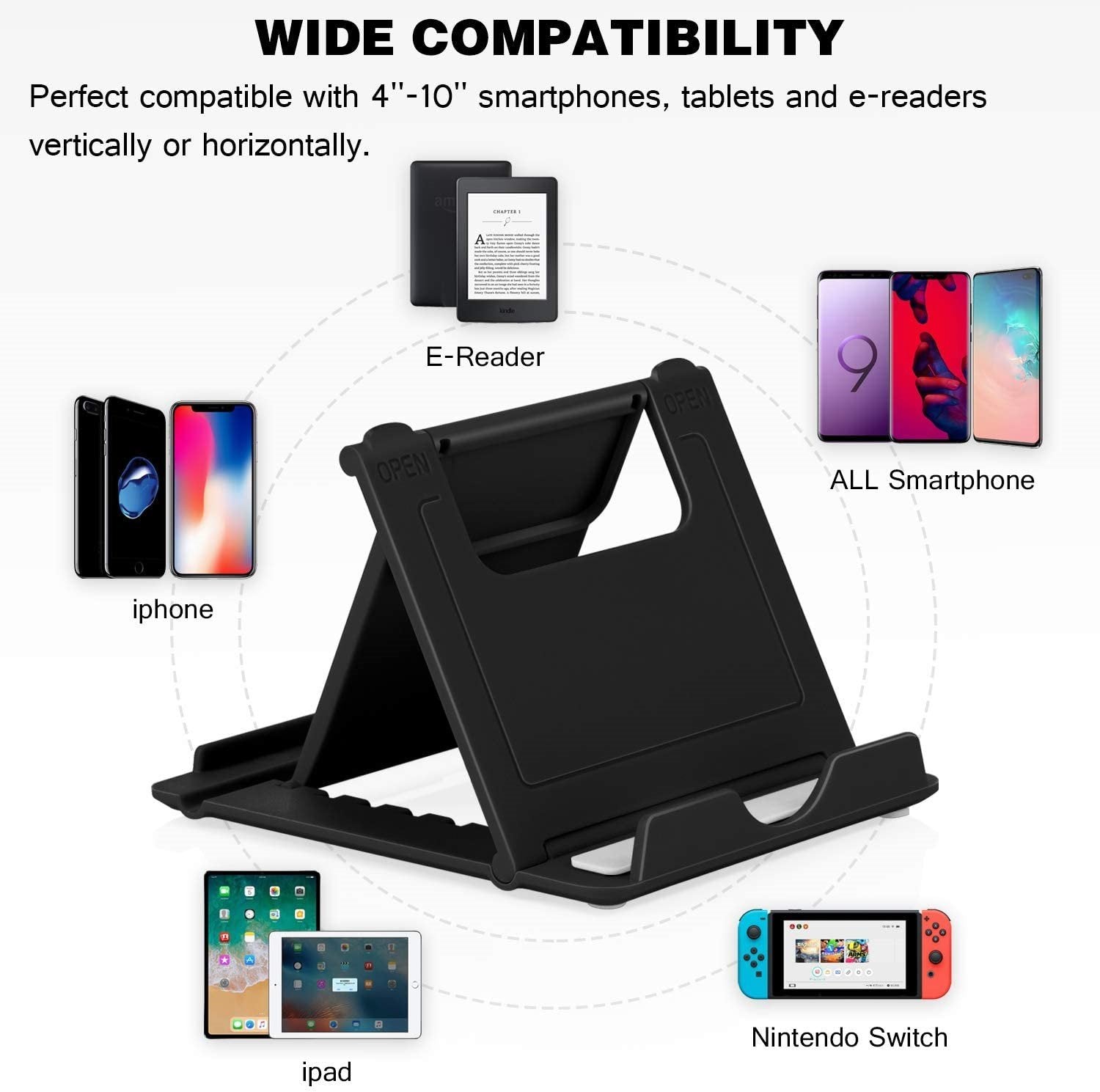 Phone/Tablet Stand, Foldable Multi-Angle Holder for Phone and Tablet Silver Atlas