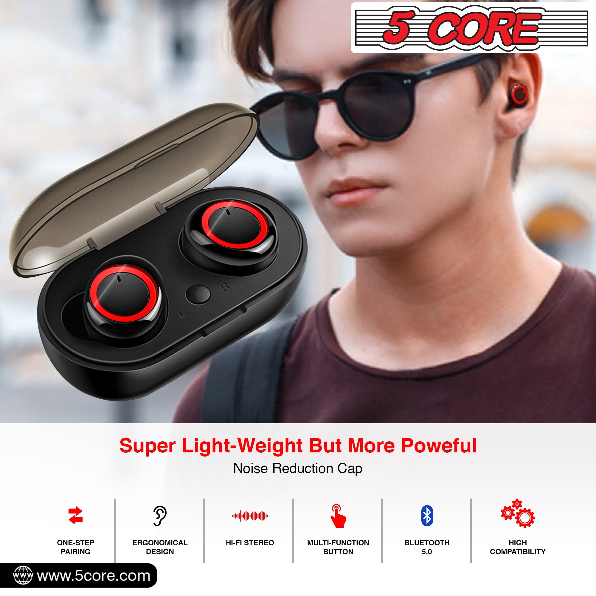 5 Core Wireless Ear Buds • Mini Bluetooth Earbud Headphones Wire Less