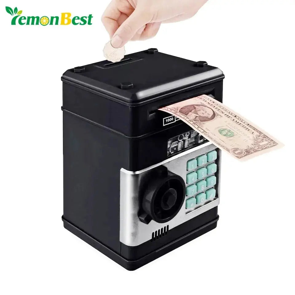 Electronic Piggy Bank ATM Password Money Box Cash Coins Saving Box ATM Bank Safe Box Automatic Deposit Banknote Christmas Gift sacodise.com