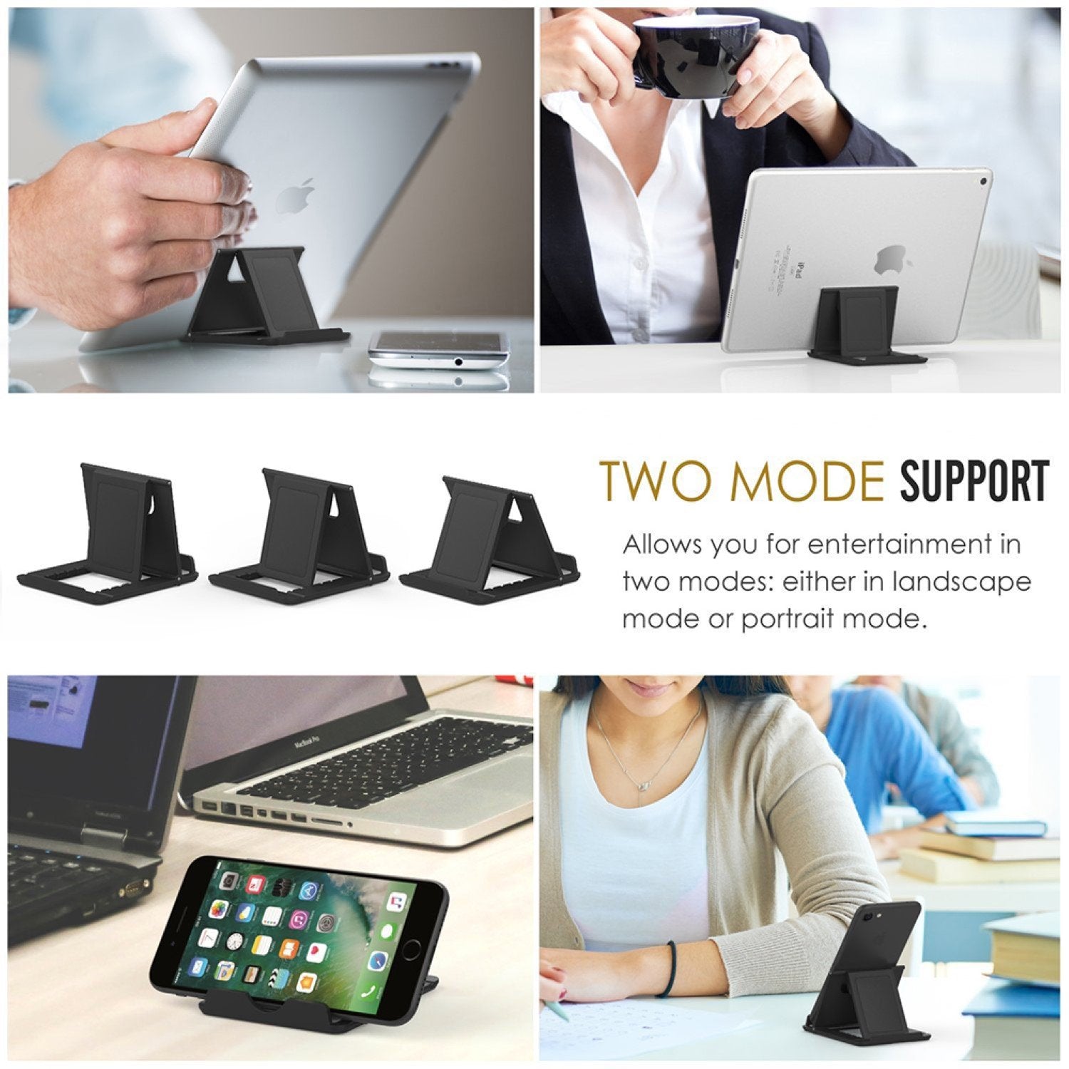 Phone/Tablet Stand, Foldable Multi-Angle Holder for Phone and Tablet Silver Atlas