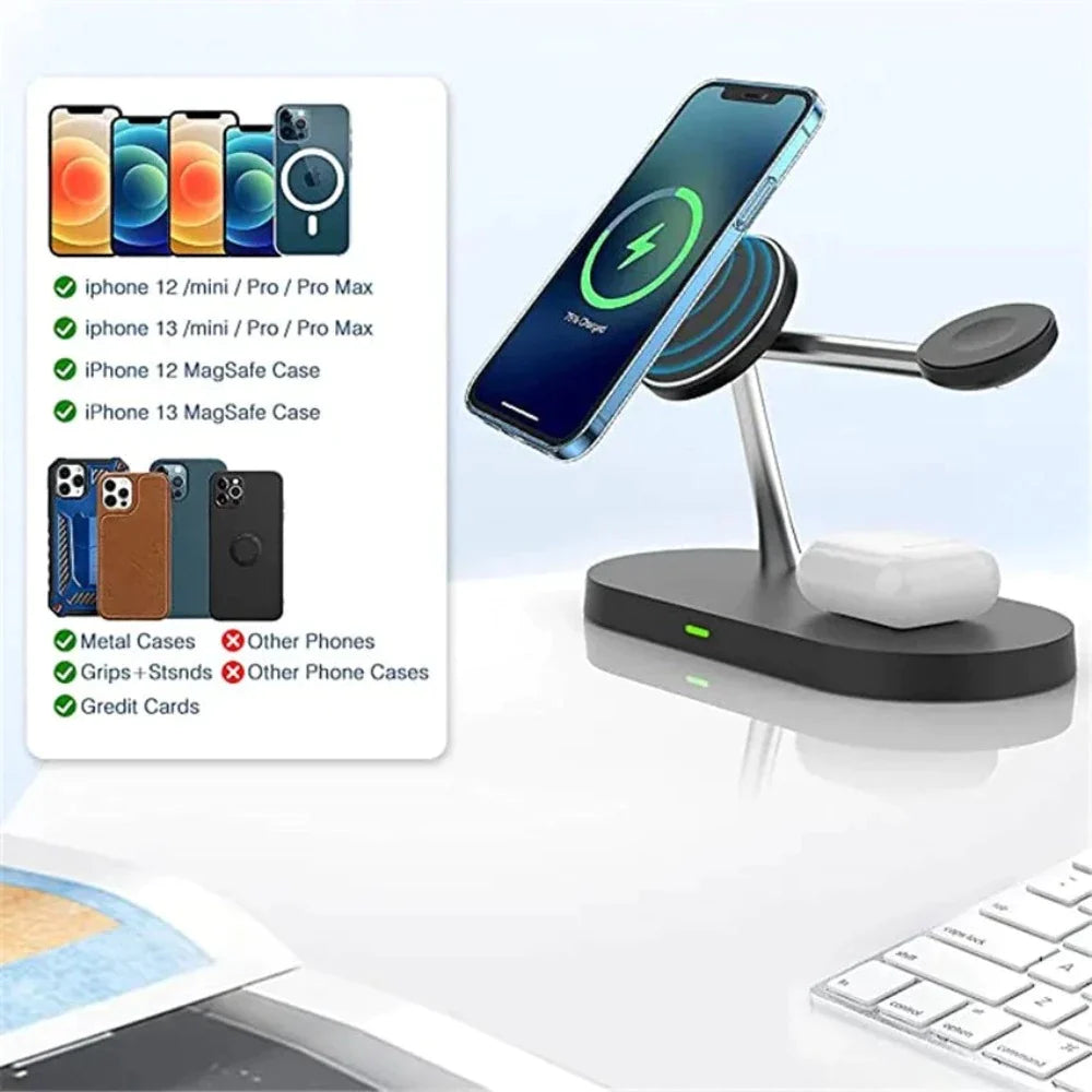 Desktop Magnetic Wireless Charging Station with Built in Lights Yellow Pandora