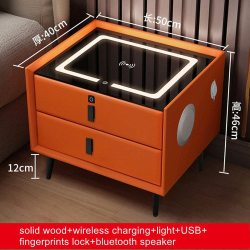 Smart Bedside Table with Wireless USB Charging Creative Yellow Angel