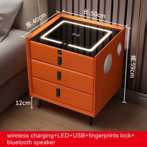 Smart Bedside Table with Wireless USB Charging Creative Yellow Angel