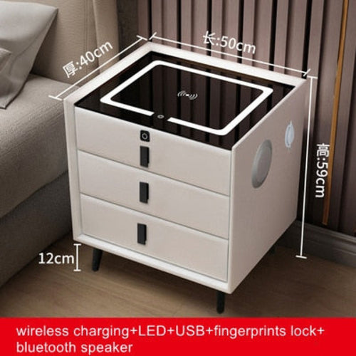 Smart Bedside Table with Wireless USB Charging Creative Yellow Angel