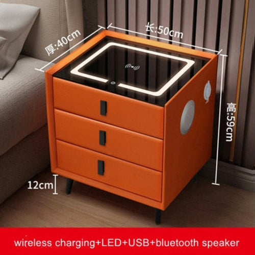 Smart Bedside Table with Wireless USB Charging Creative Yellow Angel