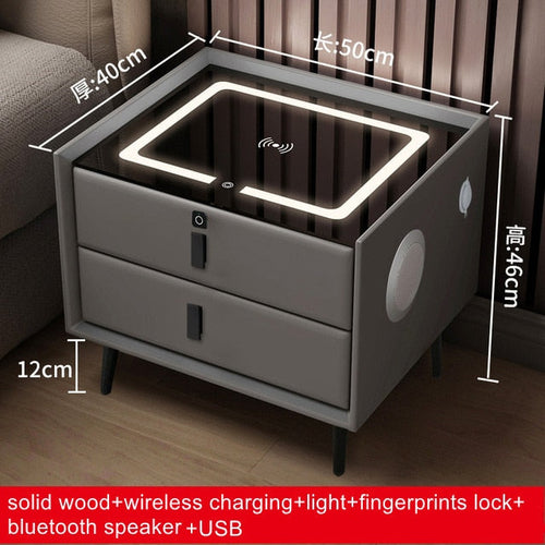 Smart Bedside Table with Wireless USB Charging Creative Yellow Angel