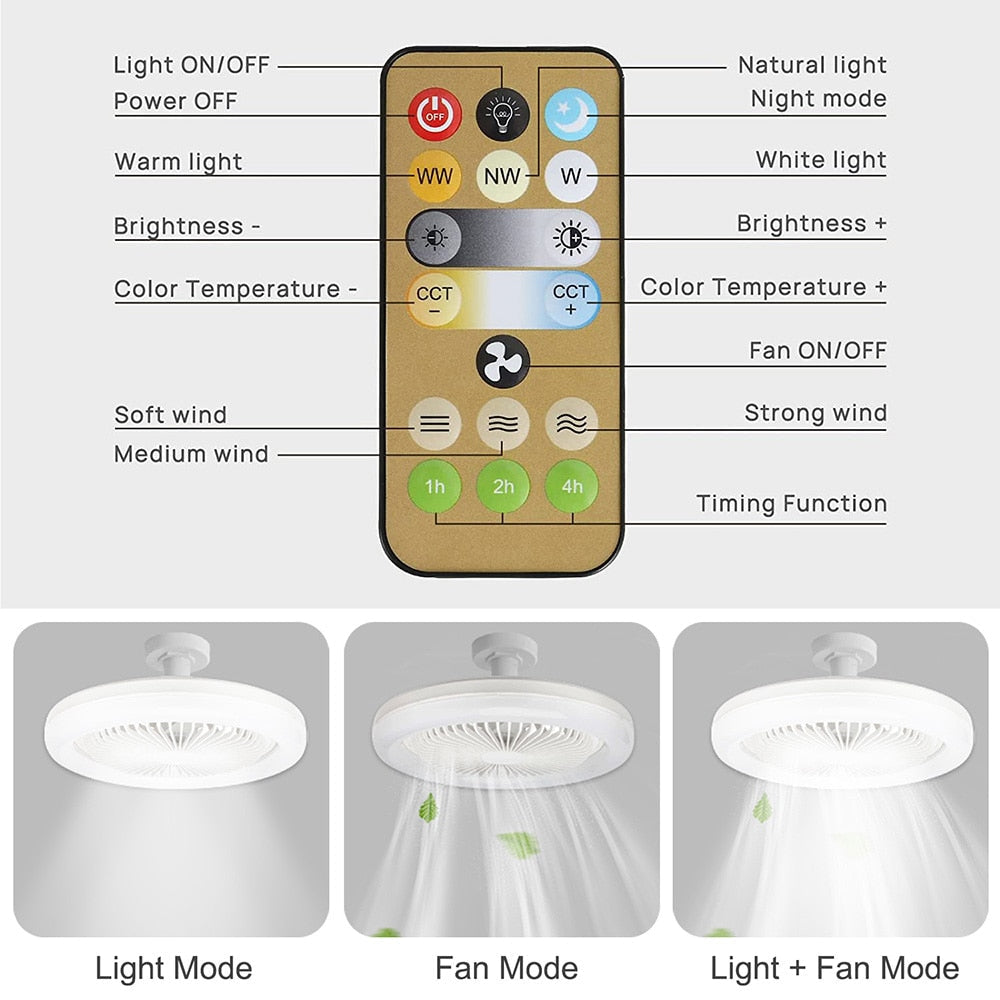 Modern LED Ceiling Fan with Light and Remote Control Yellow Pandora