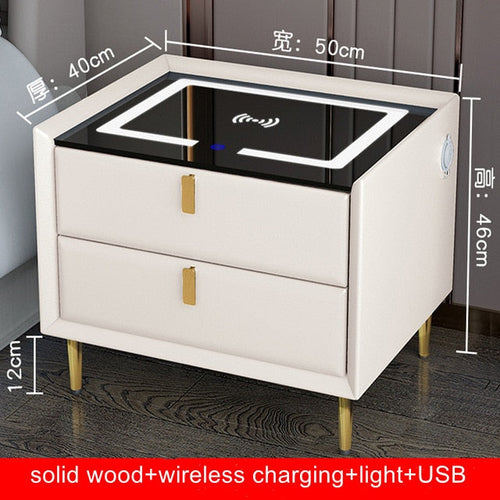 Smart Bedside Table with Wireless USB Charging Creative Yellow Angel