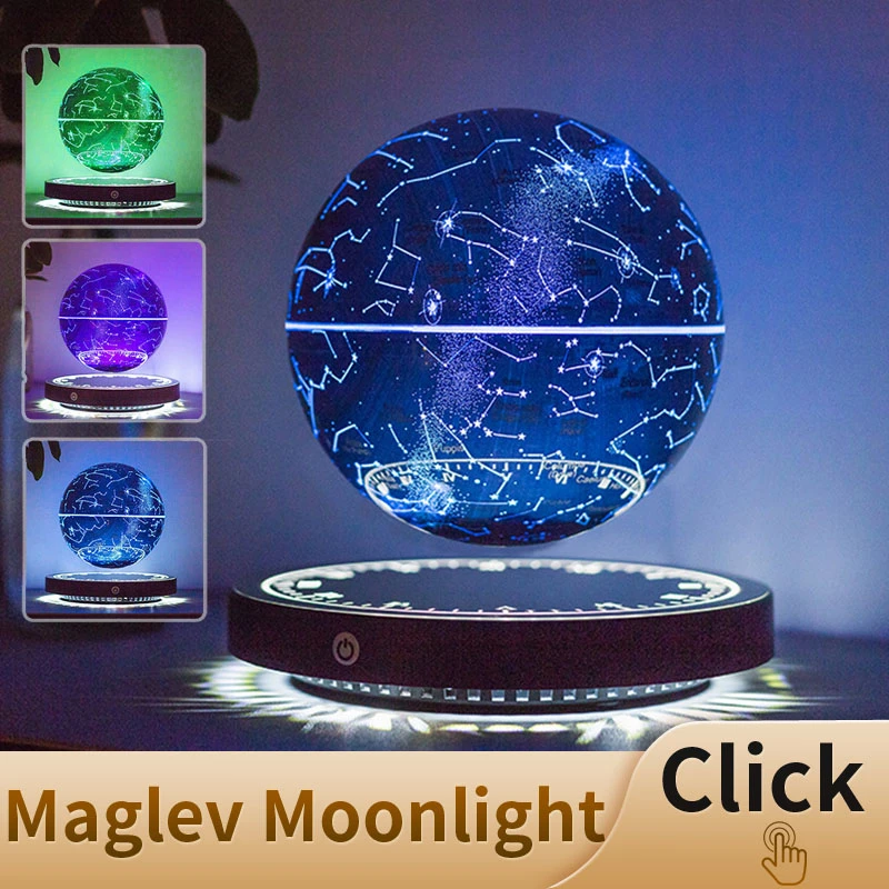 Magnetic Levitation Moon Table Lamp RGB Floating Ball Lamp Night Light Lilac Milo