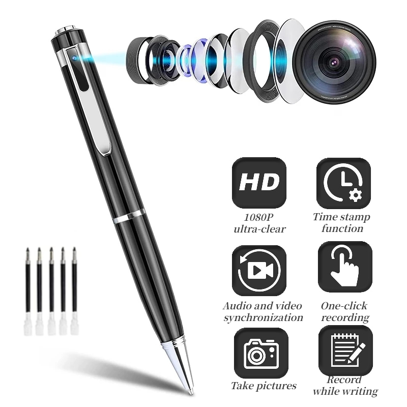 1080P Mini Hidden Camera Portable Pocket Pen Spy Camera Lilac Milo