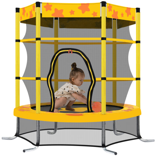 55 Inch Kids Trampoline with Safety Enclosure Net Outdoor Trampoline Teal Simba