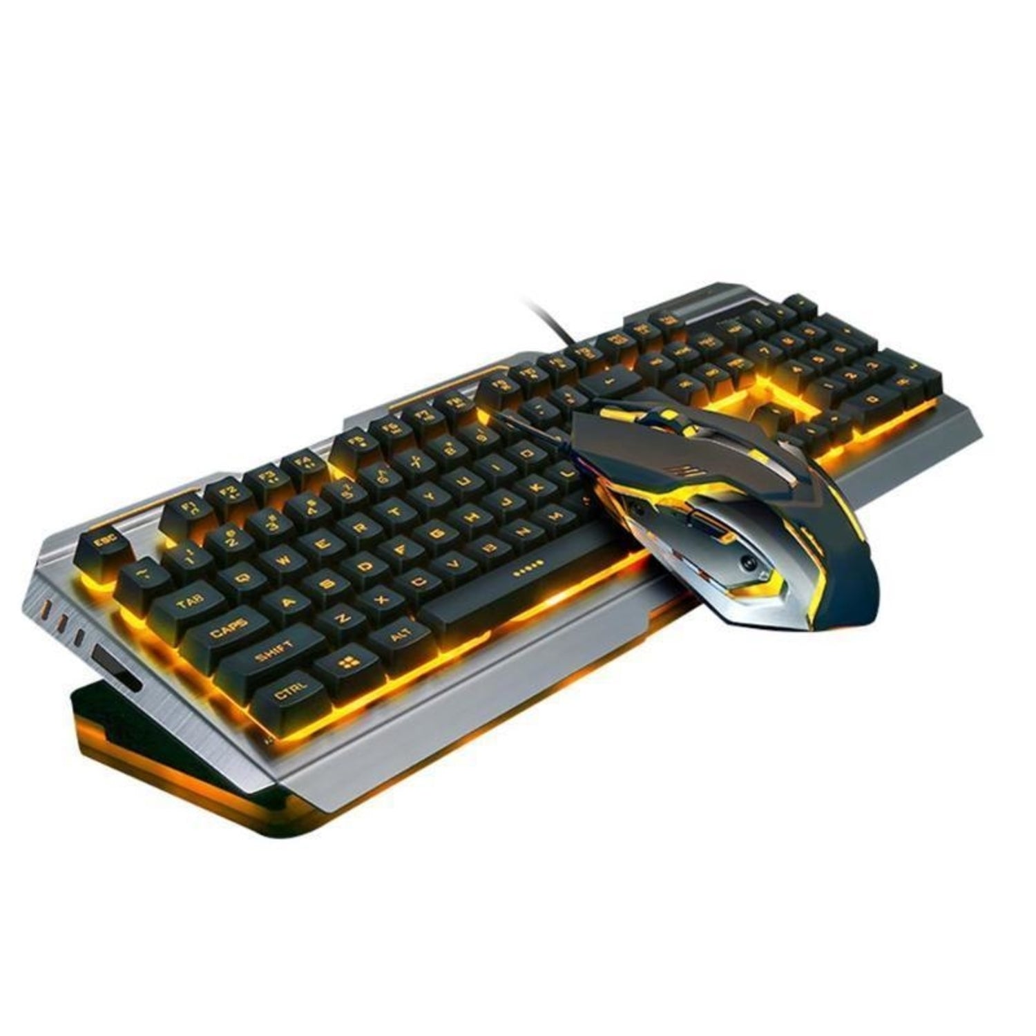 Ninja Dragons Tungsten Gold Metal Frame Gaming Keyboard and Mouse Set Yellow Pandora