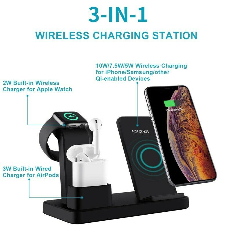 3-in-1 Fast Wireless Chargers Charging Pad for Mobile Phone/iWatch Lilac Milo