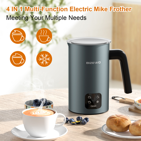 4 IN 1 Automatic Hot and Cold Foam Maker Frother for Coffee Lilac Milo