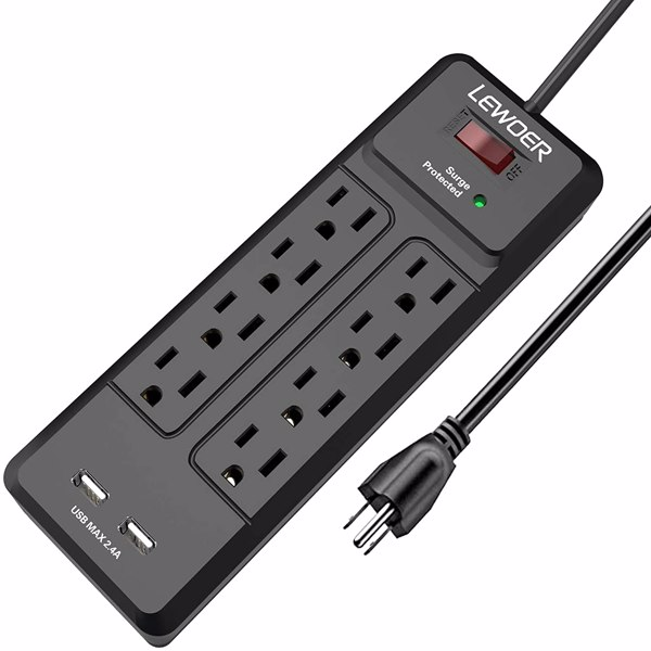 8 AC Outlets and 2 USB Charging Ports Power Strip Lilac Milo