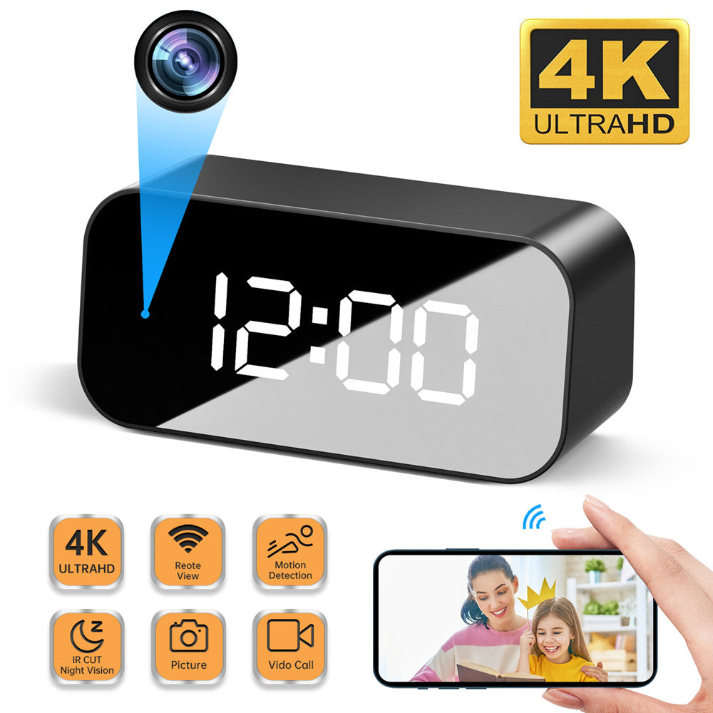 4K HD WIFI Clock Camera Micro Camera IR Night View Alarm Camcorder Teal Simba