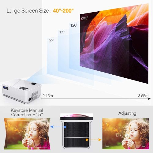 LCD Video Projector with Carrying Case HD Projector Mini Projector Teal Simba