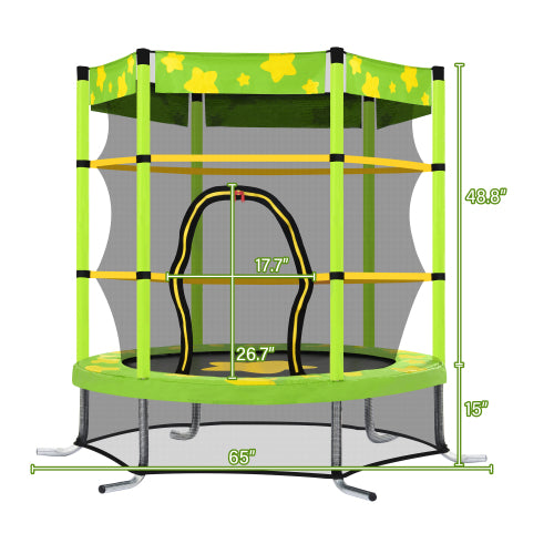 55 Inch Kids Trampoline with Safety Enclosure Net Outdoor Trampoline Teal Simba