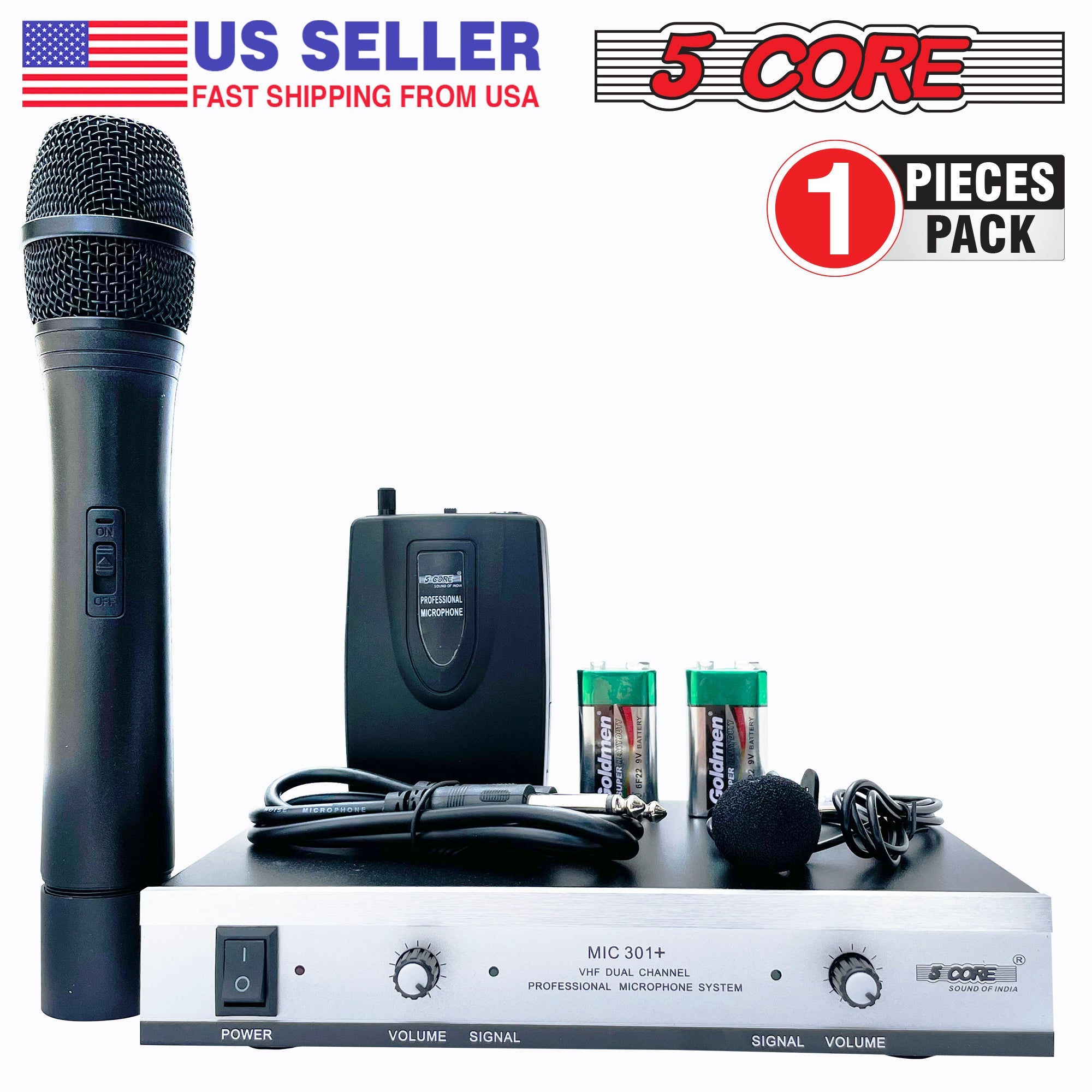 5Core Wireless Microphones w 1 VHF Dynamic Unidirectional Handheld Violet Rose