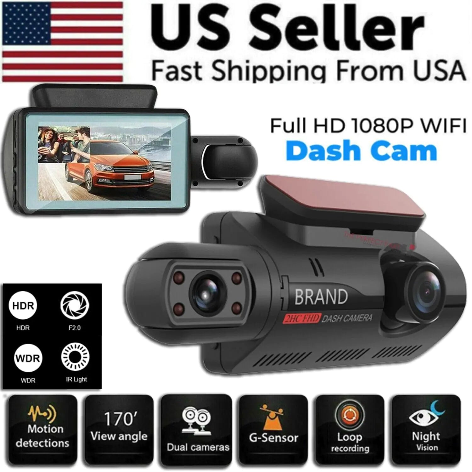 1080P Dual Lens Car DVR Dash Cam Video Recorder G-Sensor Front And Inside Camera sacodise.com