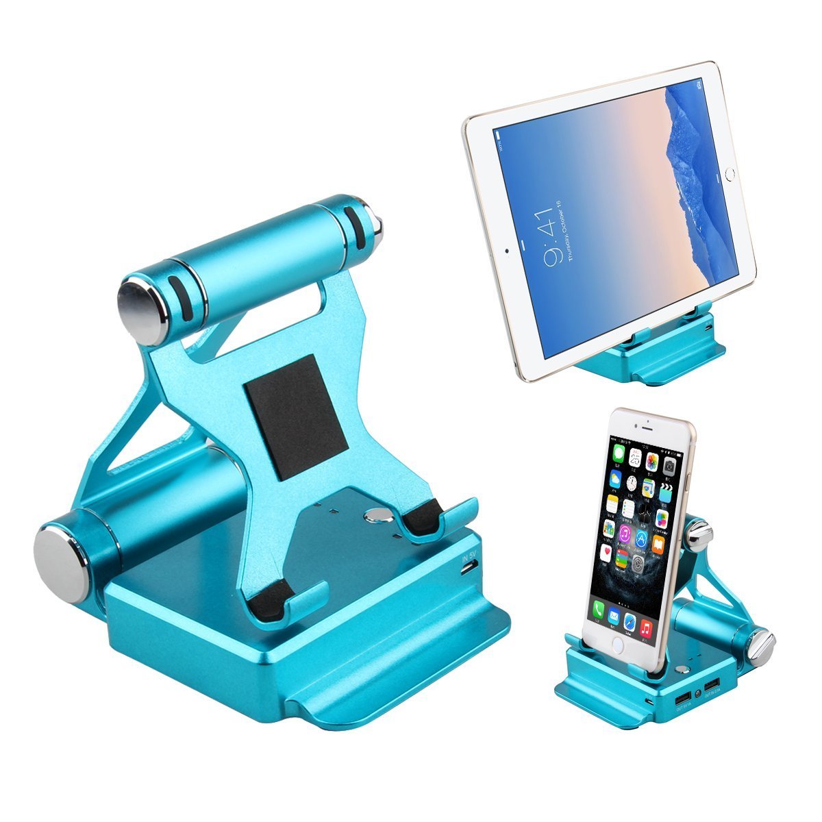 Podium Style Stand With Extended Battery Up To 200% For iPad, iPhone Salmon Lucky