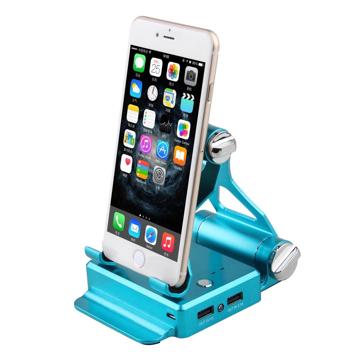 Podium Style Stand With Extended Battery Up To 200% For iPad, iPhone Salmon Lucky