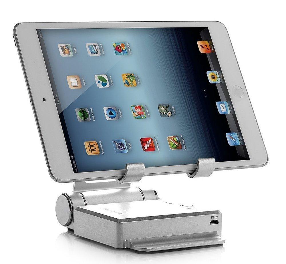 Podium Style Stand With Extended Battery Up To 200% For iPad, iPhone Salmon Lucky