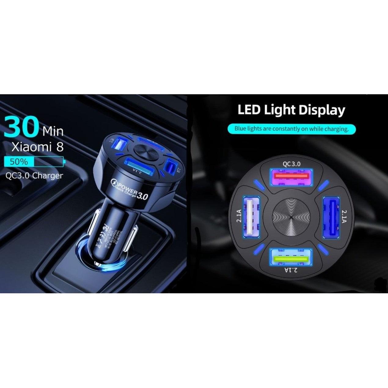 LED Fast Car Charger with USB C Android Cable Combo Fuchsia Electra