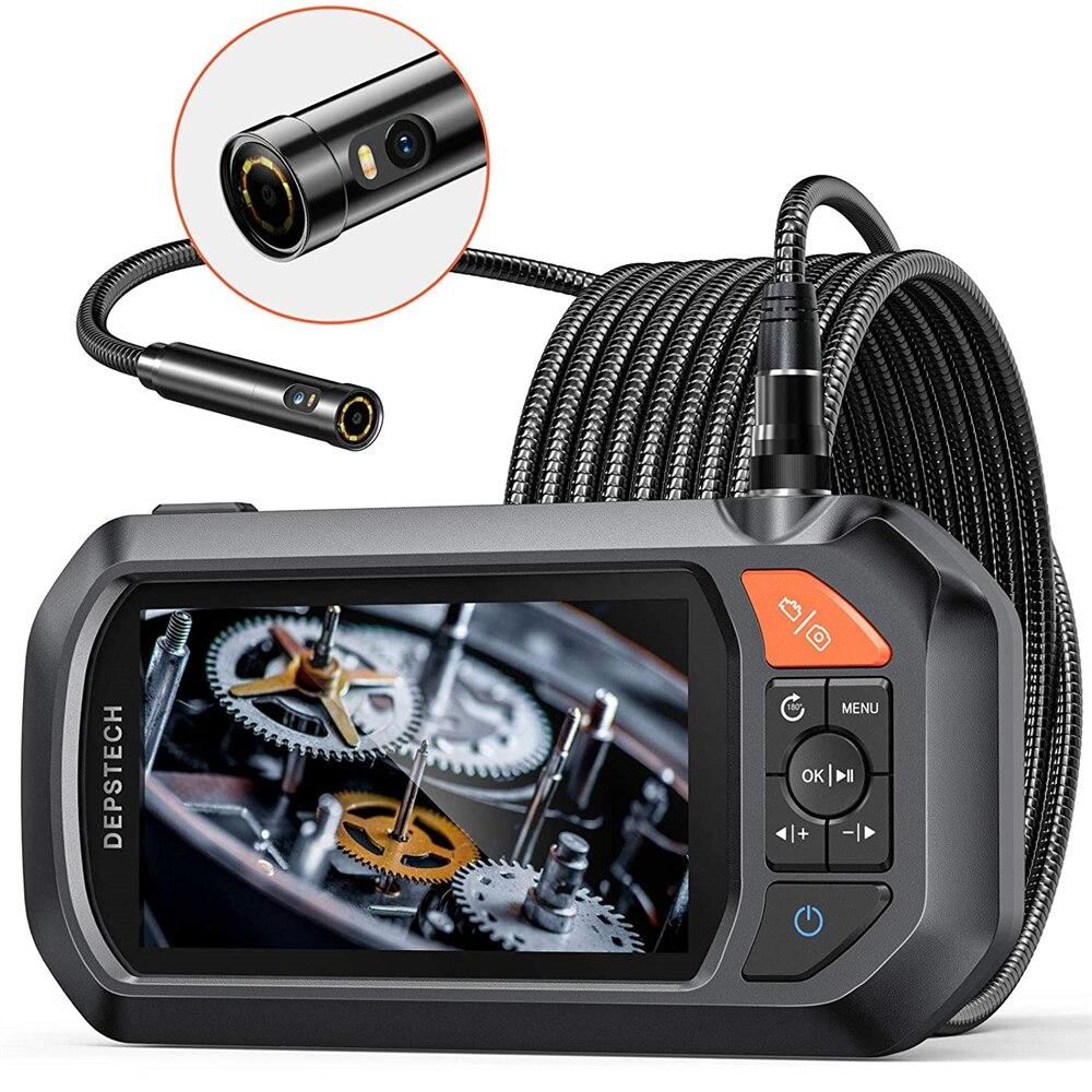 Industrial Borescope 1080P Dual Lens 4.3in IPS Screen Endoscope with 7 Yellow Angel