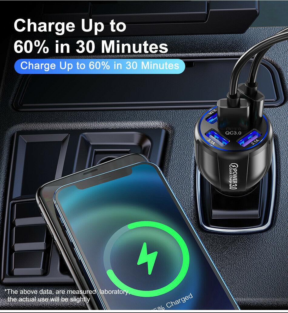 LED Fast Car Charger with USB C Android Cable Combo Fuchsia Electra